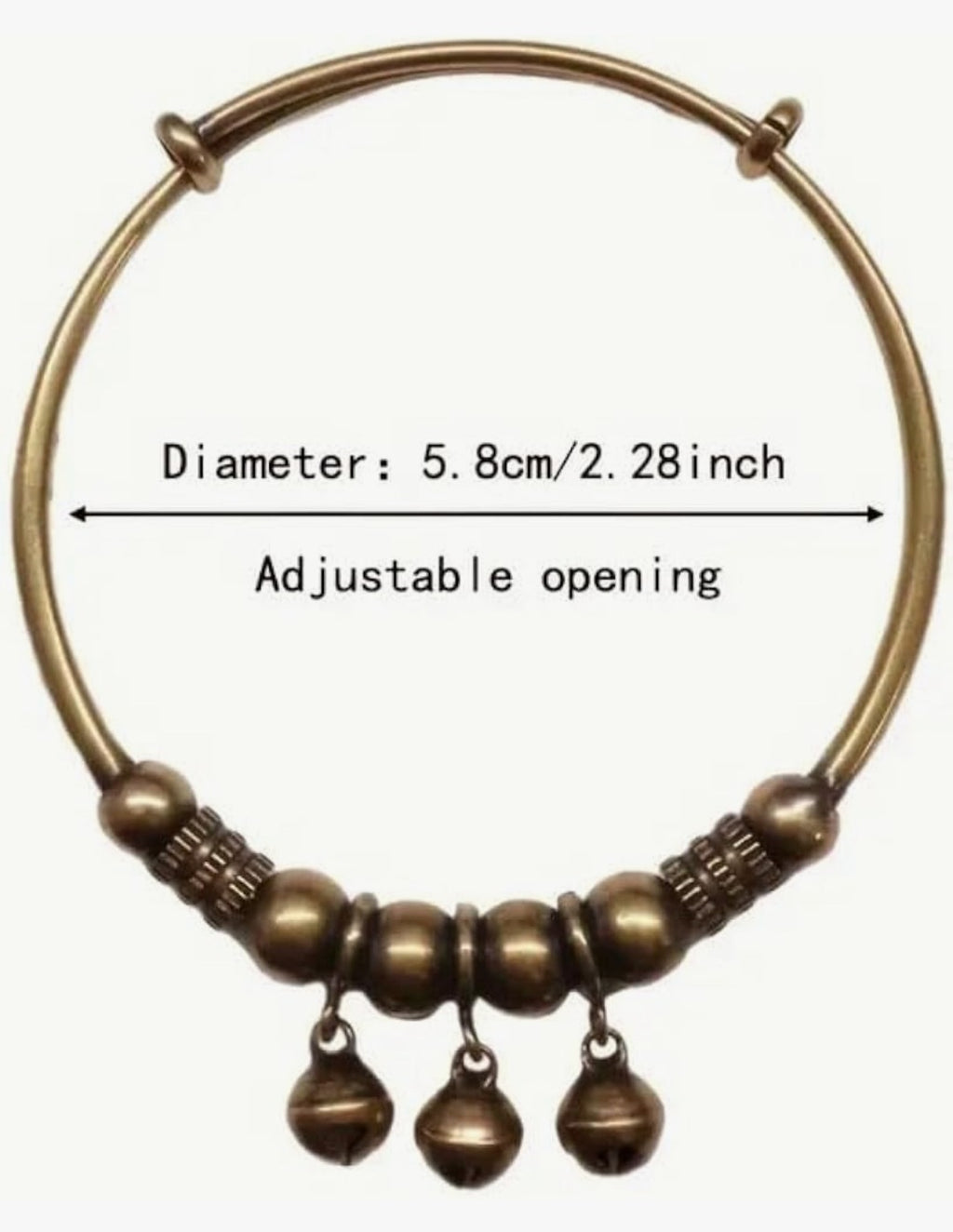 2Pcs Vintage Copper Retro Bell Bracelet
