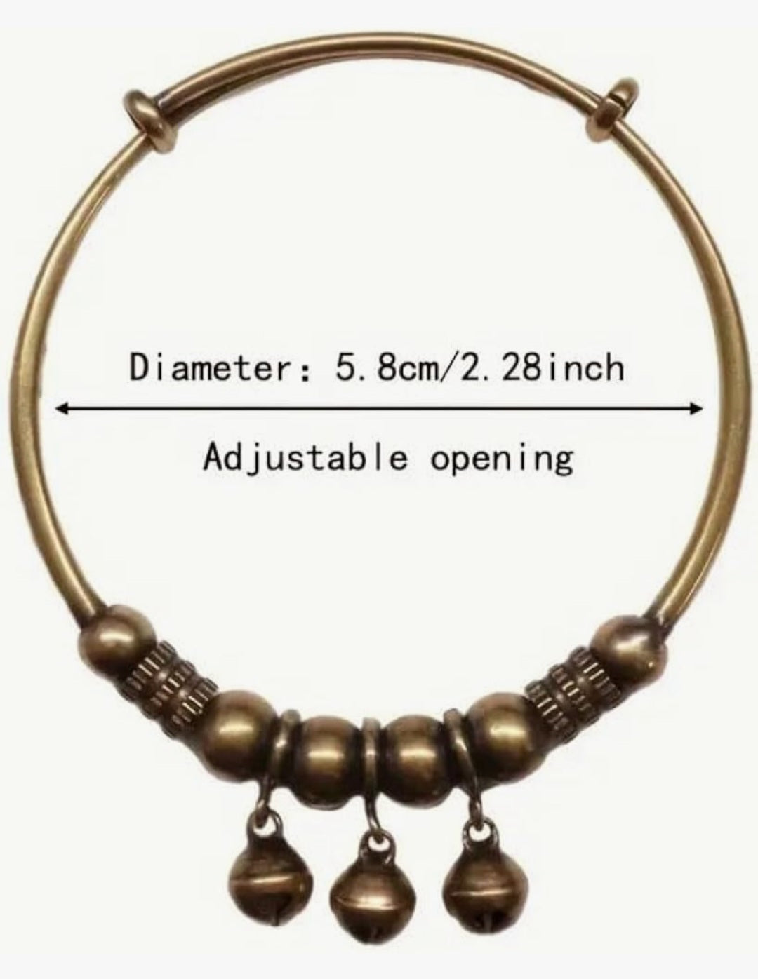 2Pcs Vintage Copper Retro Bell Bracelet