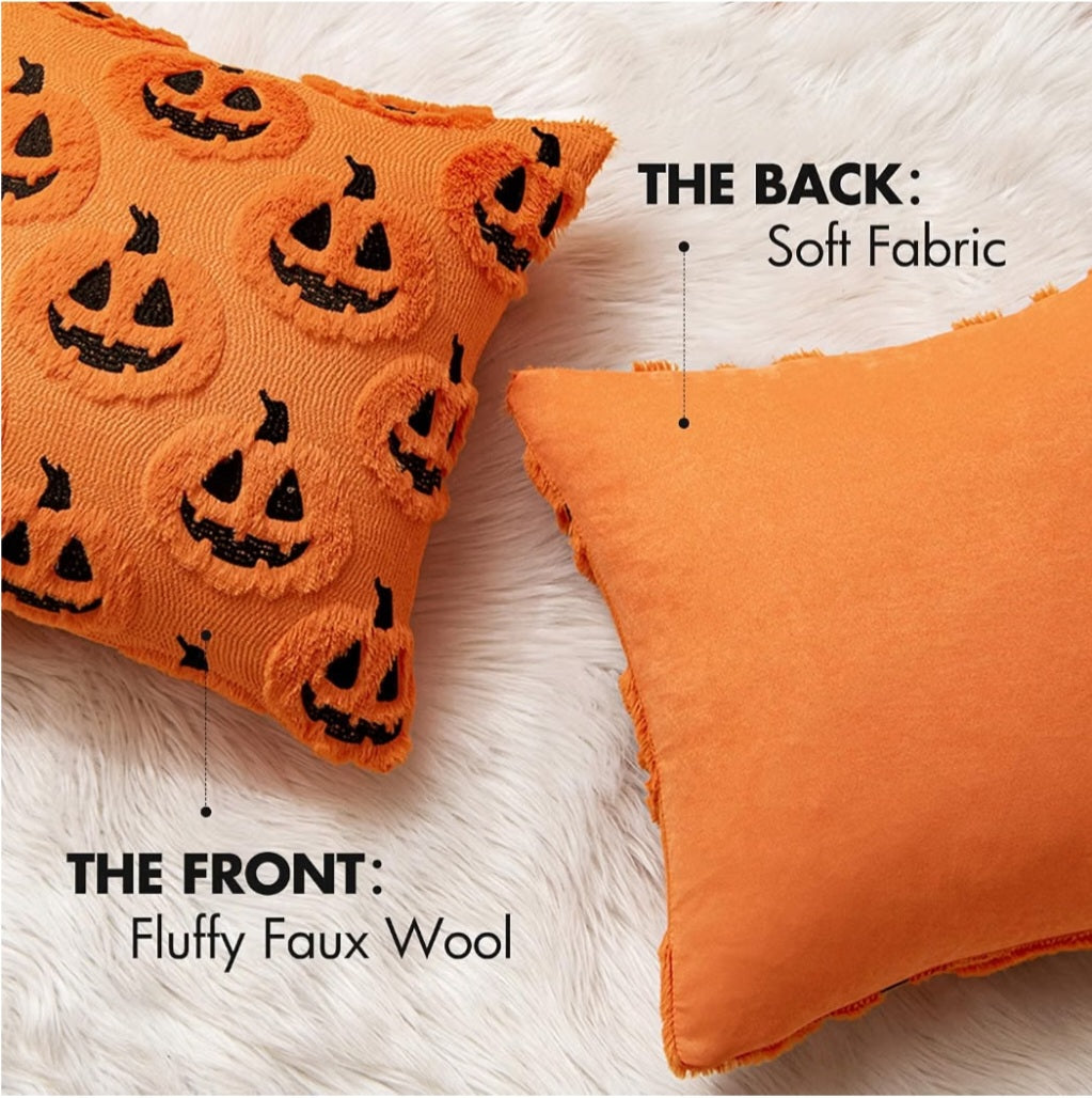 MIULEE Halloween Fall Pumpkin Throw Pillow Covers 18x18 Orange-Black