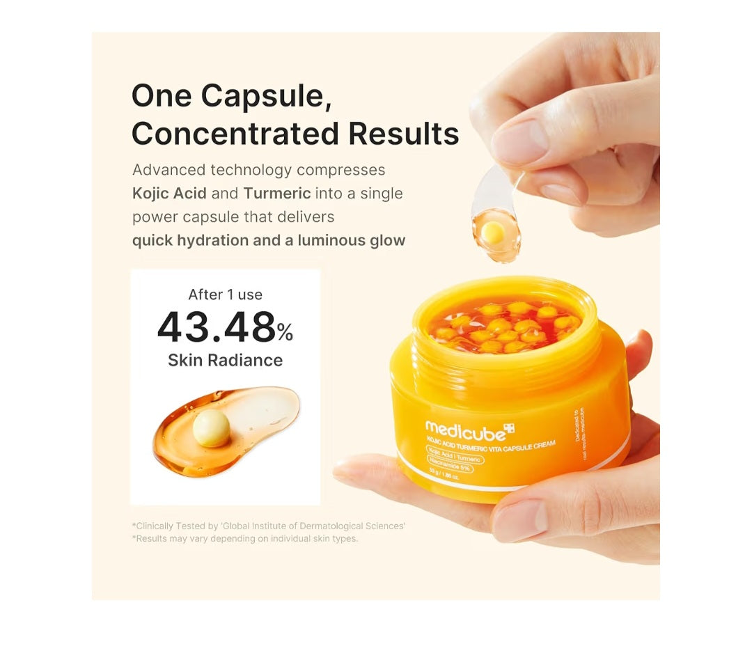 medicube Capsule Cream with Kojic Acid & Turmeric for Uneven Skin Tone