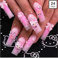 24Pcs Pink Coffin Nails