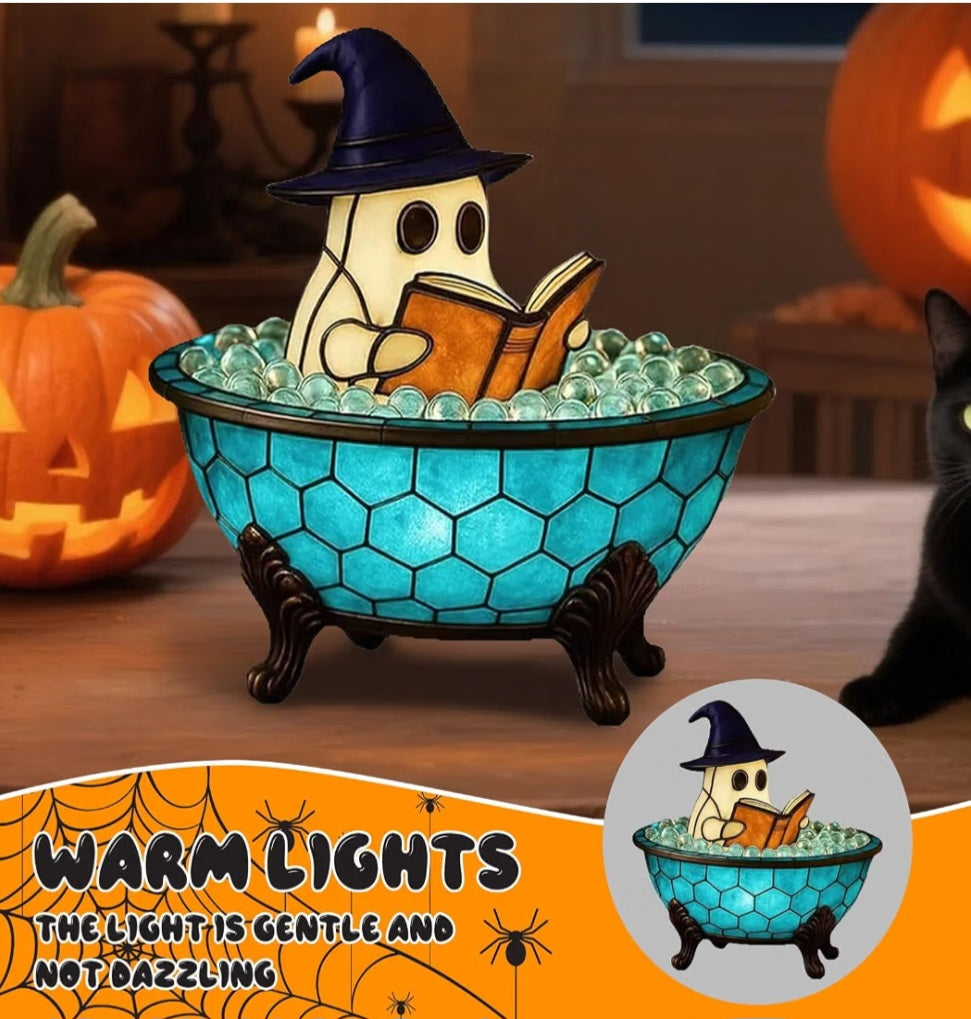 Halloween Ghost Bubble Bath Lamp, for Indoor Readers & Book Lover Desk Home
