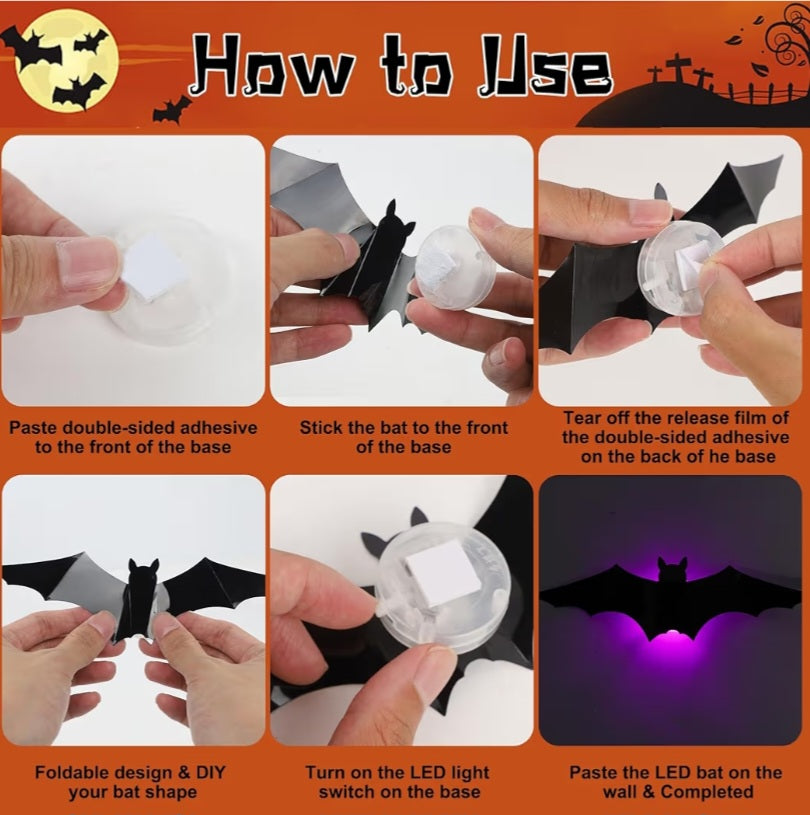 DR.DUDU 36 Pack Halloween Bats Wall Decor Halloween Decorations Indoor