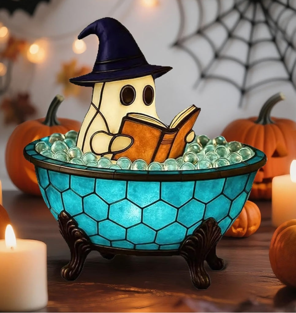 Halloween Ghost Bubble Bath Lamp, for Indoor Readers & Book Lover Desk Home