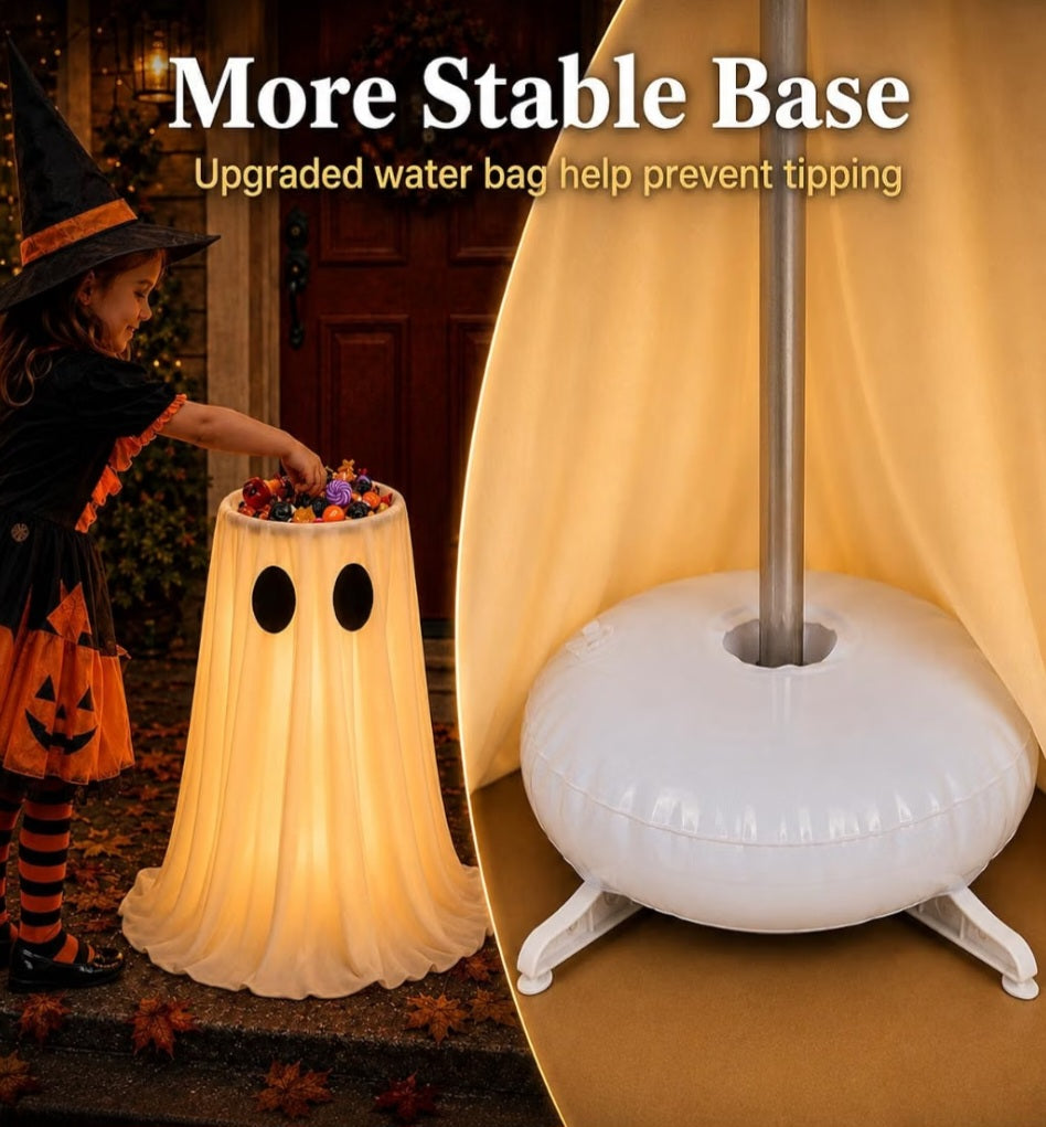 30 in Large-Capacity Lighted Halloween Ghost Candy Bowl with Timer Remote