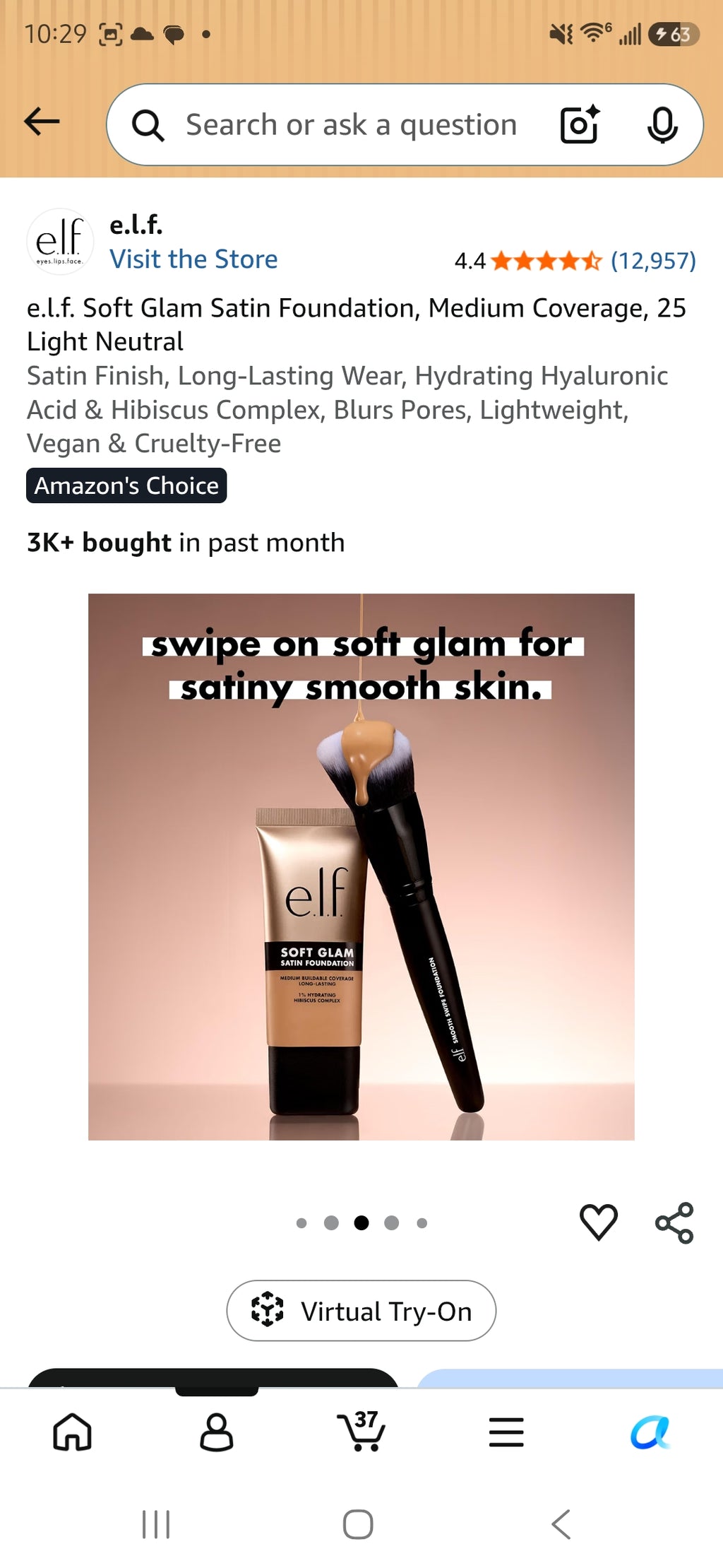 e.l.f. Soft Glam Satin Foundation, Medium Coverage, 25 Light Neutral
