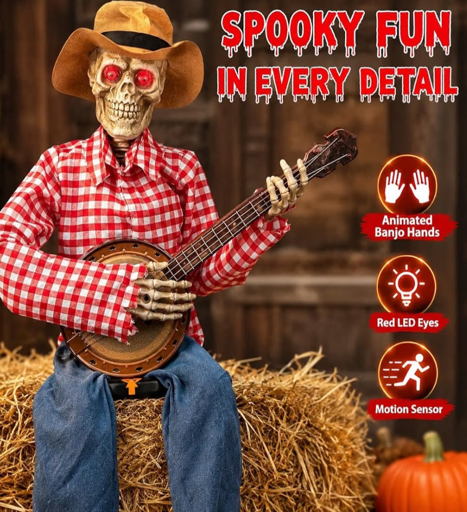 Halloween Skeleton Banjo Player Decoration