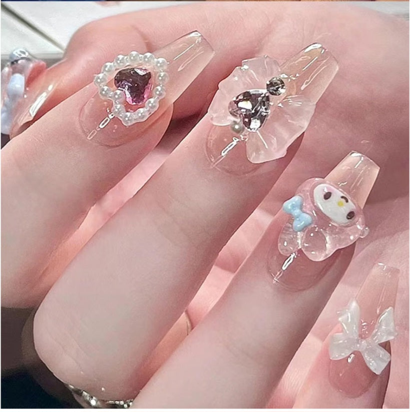 24Pcs Nude Press On Medium Square Glossy