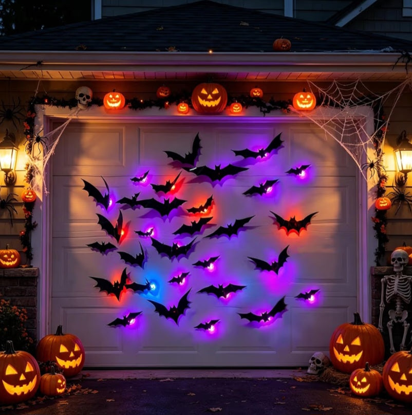 DR.DUDU 36 Pack Halloween Bats Wall Decor Halloween Decorations Indoor