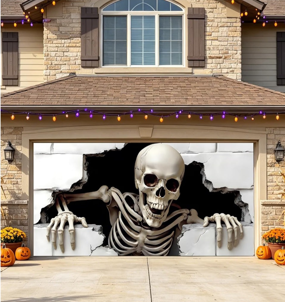 7 x 16 ft Halloween Garage Door Cover Halloween Decorations Outdoor
