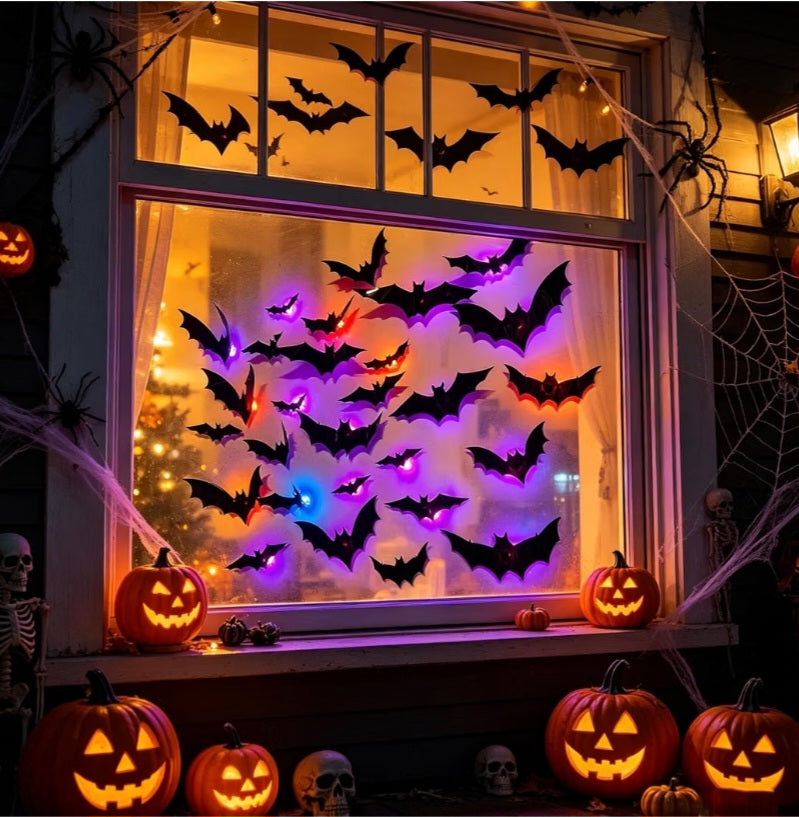 DR.DUDU 36 Pack Halloween Bats Wall Decor Halloween Decorations Indoor