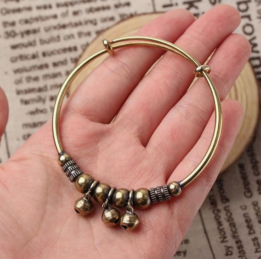 2Pcs Vintage Copper Retro Bell Bracelet