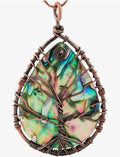 TUMBEELLUWA Copper Wire Wrapped Tree Life Abalone Shell Necklace Women Men