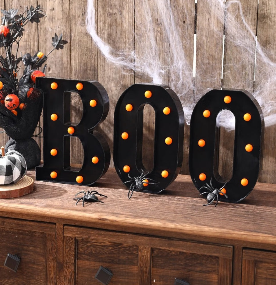 Halloween Decorations-3 Marquee Light up Letters "BOO" Decorative Sign