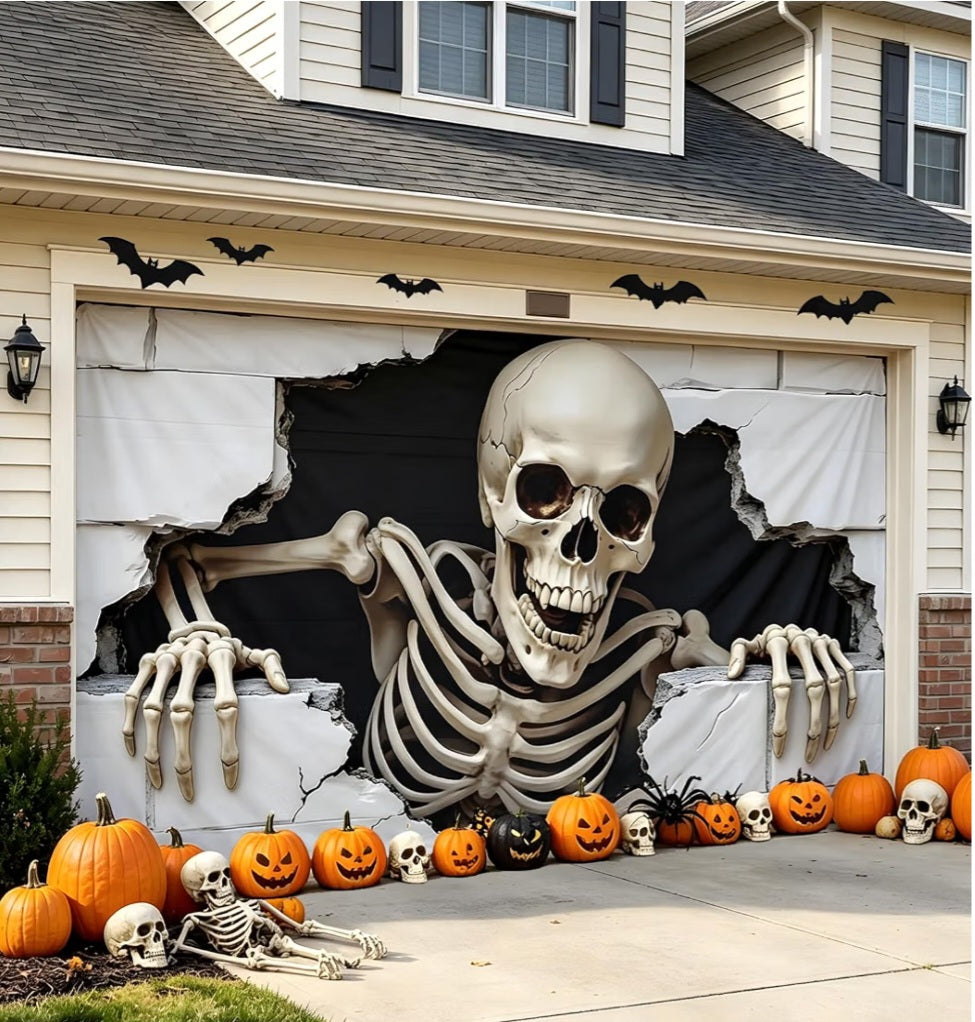 7 x 16 ft Halloween Garage Door Cover Halloween Decorations Outdoor