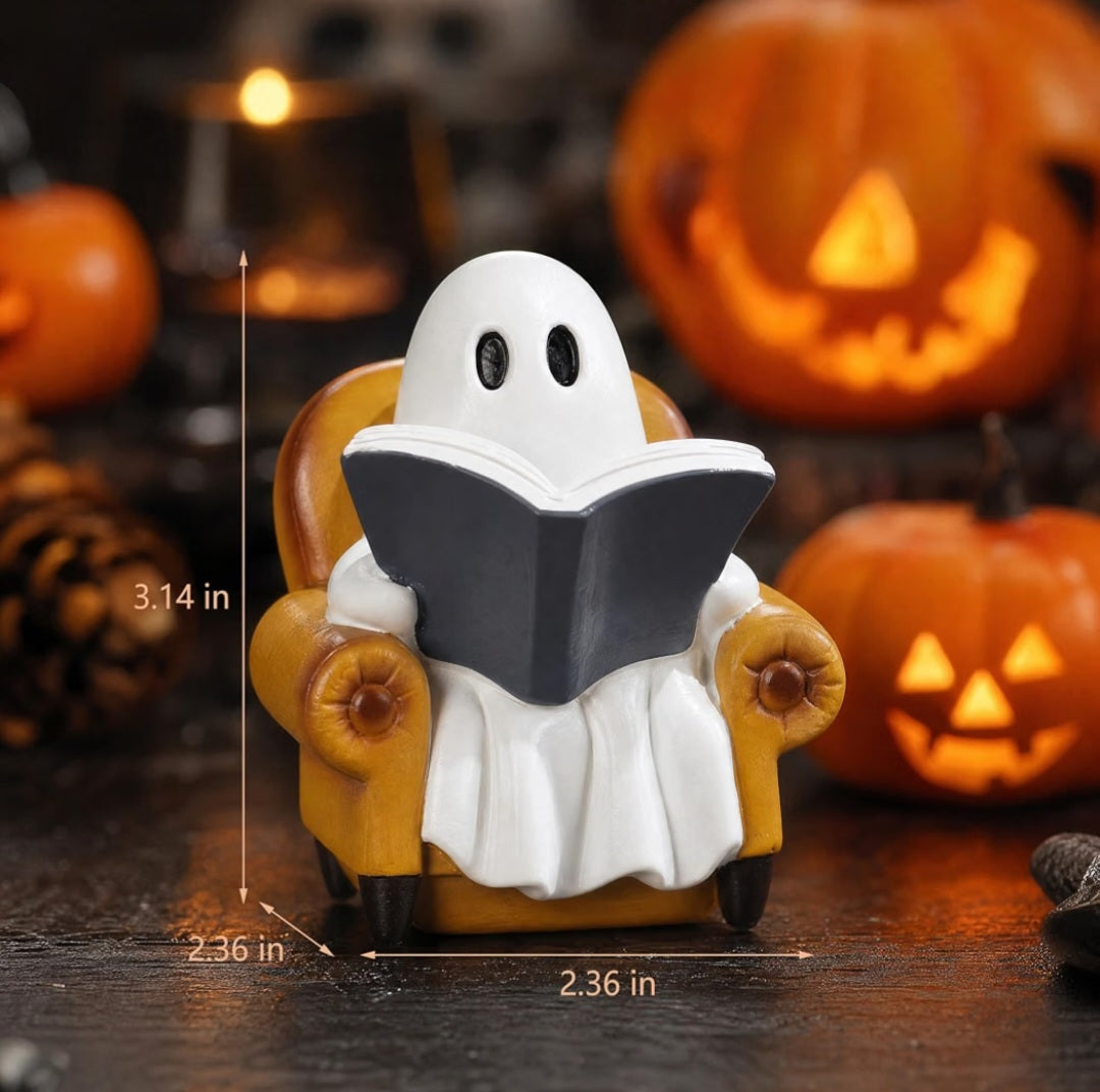 Ghost Reading Book Figurines