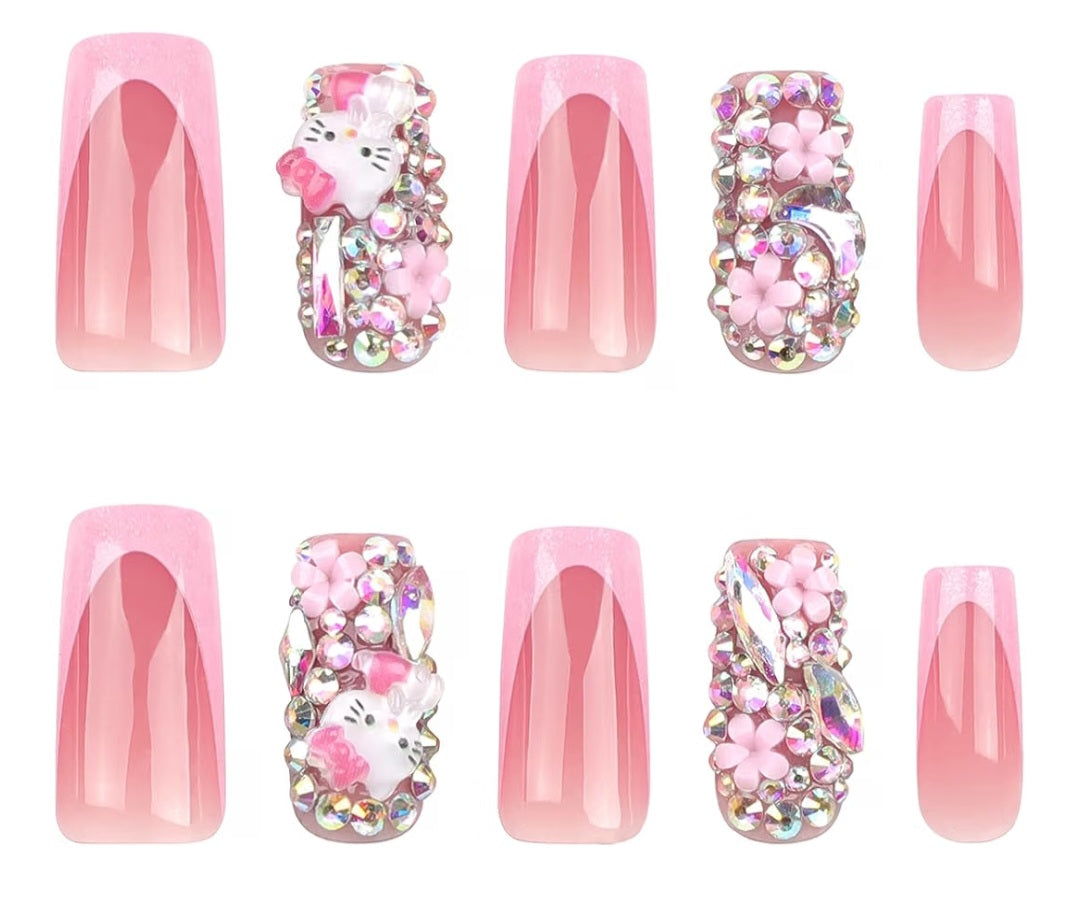 Pink Glitter French Tip