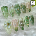 30Pcs Green Press on Nails