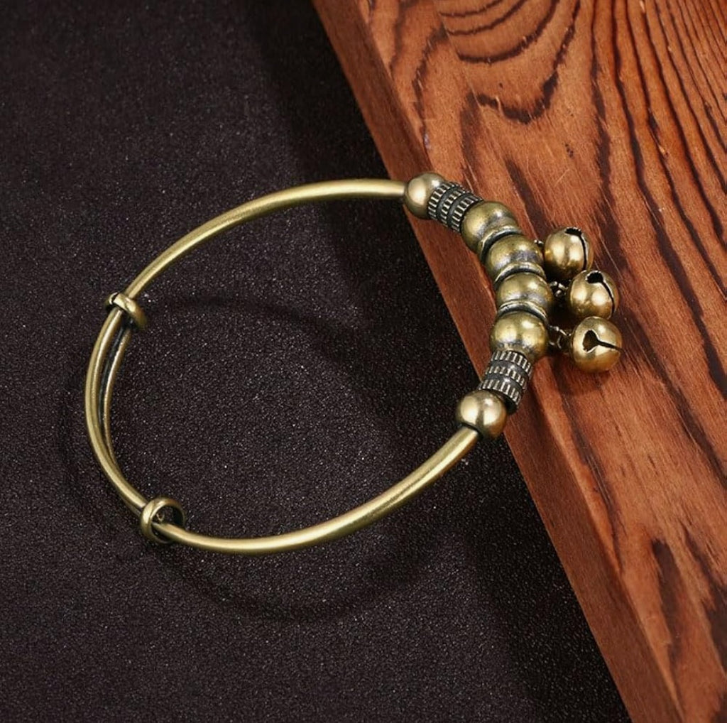 2Pcs Vintage Copper Retro Bell Bracelet