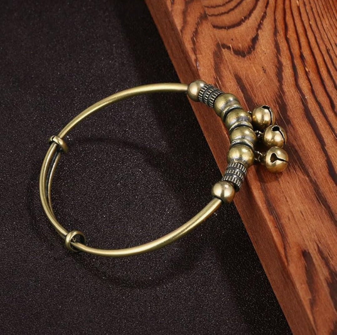 2Pcs Vintage Copper Retro Bell Bracelet