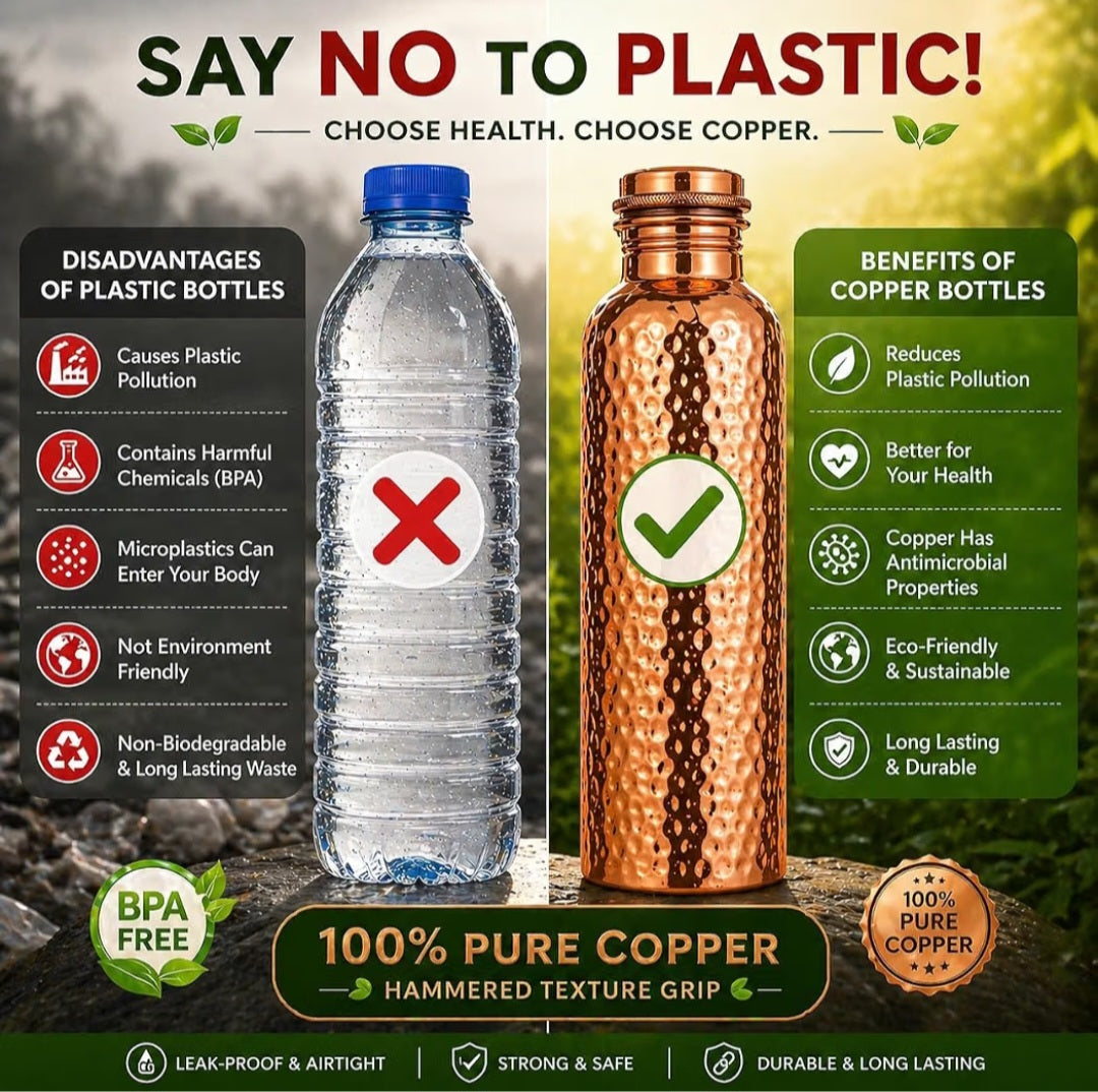 100% Pure Copper Water Bottle 34 oz (1 Liter)
