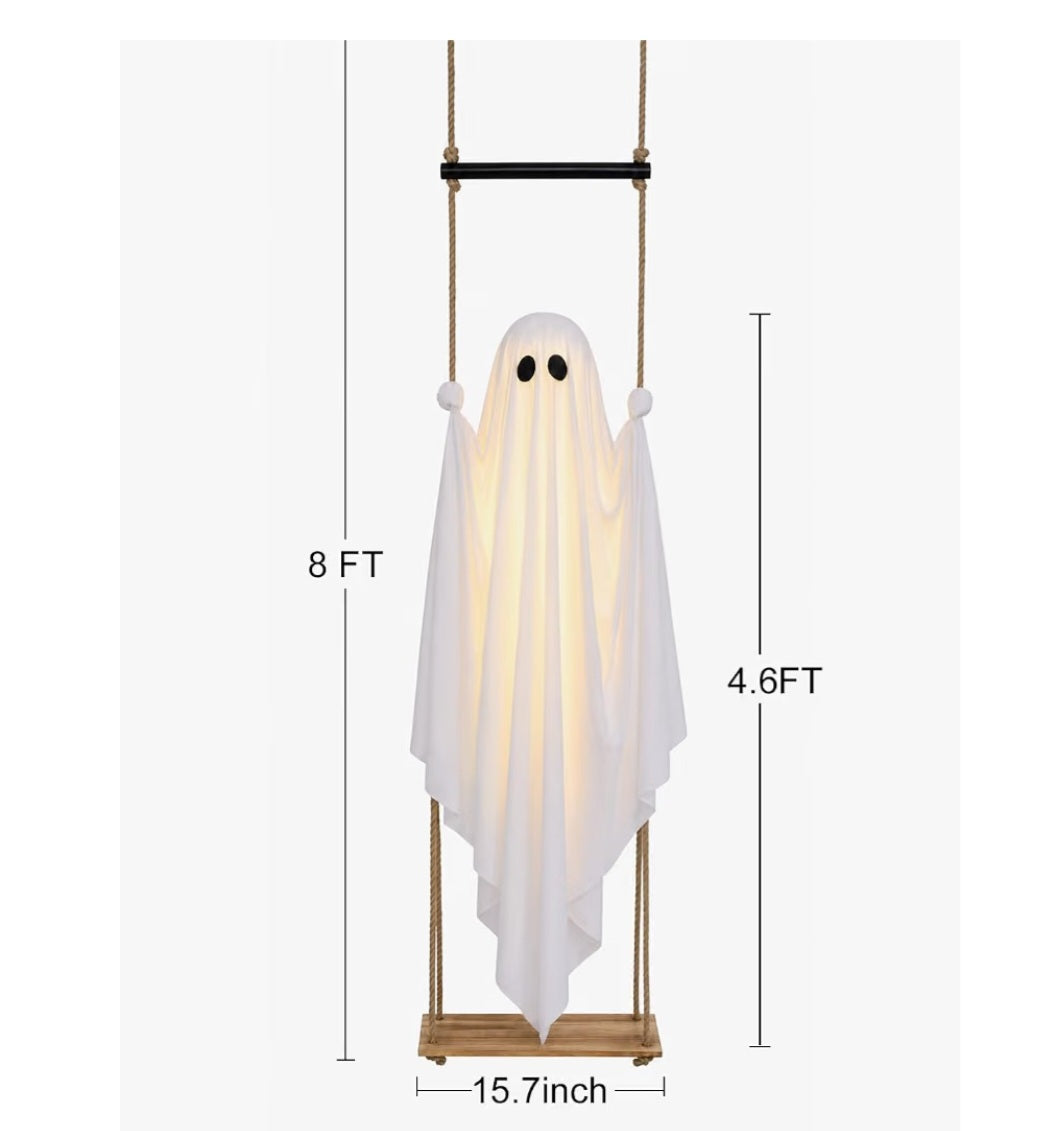 Halloween Decorations Outdoor 4.6FT Large Pre-Assembled Hanging Swing Ghost