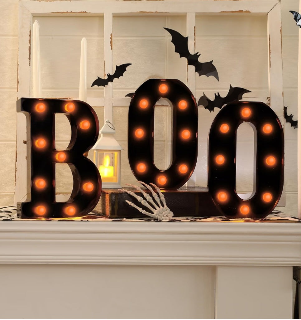 Halloween Decorations-3 Marquee Light up Letters "BOO" Decorative Sign