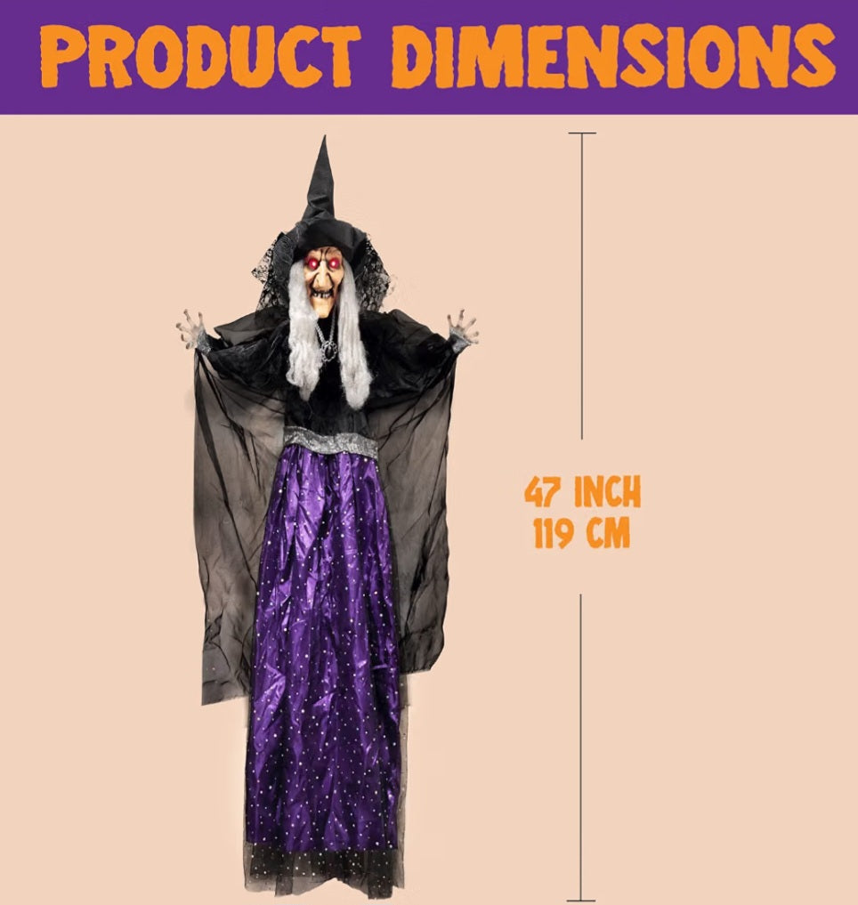 JOYIN 47” Animated Witch Halloween Decorations