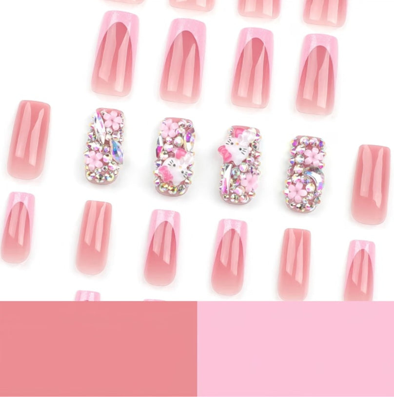 Pink Glitter French Tip