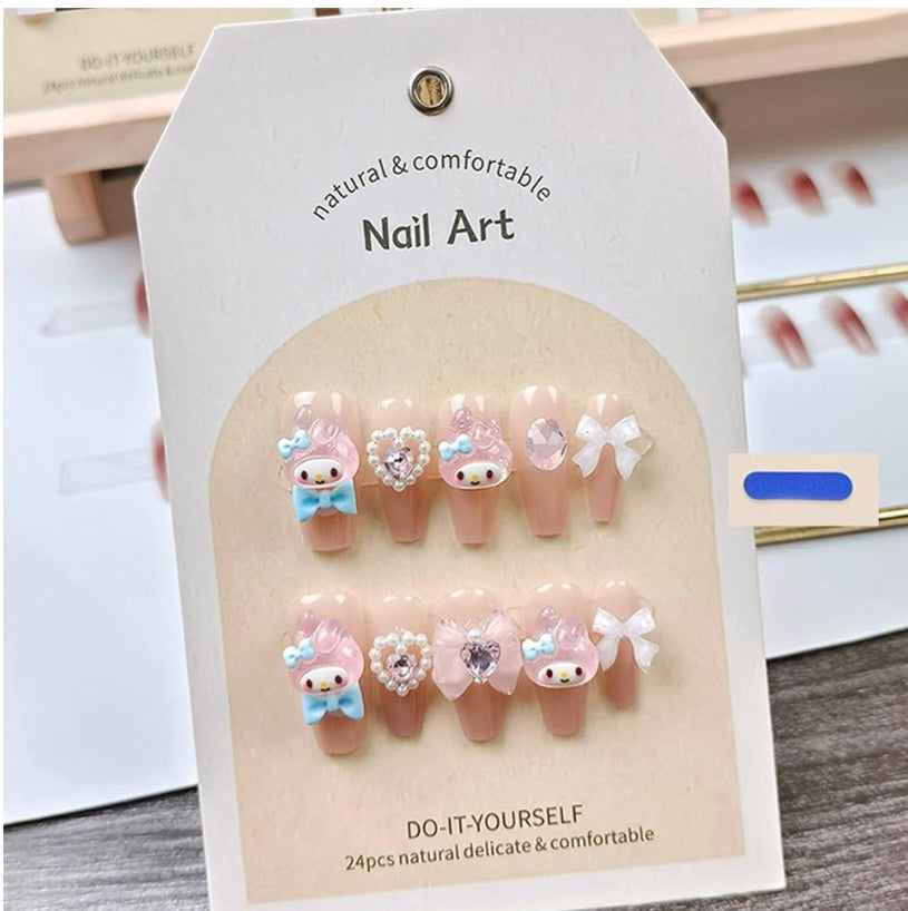 24Pcs Nude Press On Medium Square Glossy