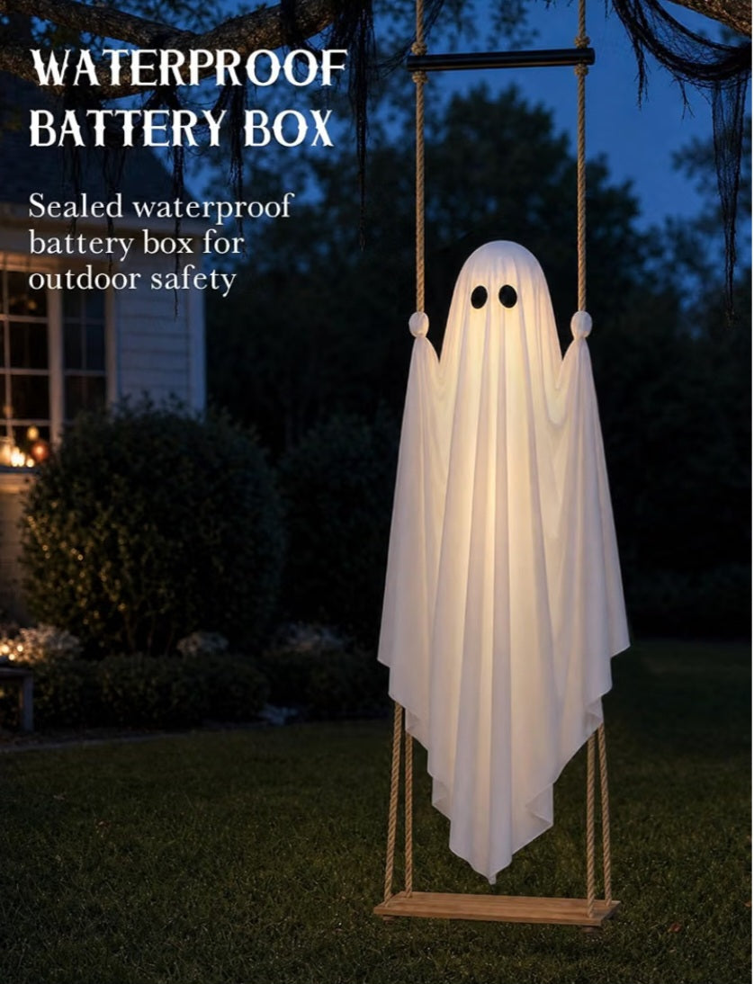 Halloween Decorations Outdoor 4.6FT Large Pre-Assembled Hanging Swing Ghost