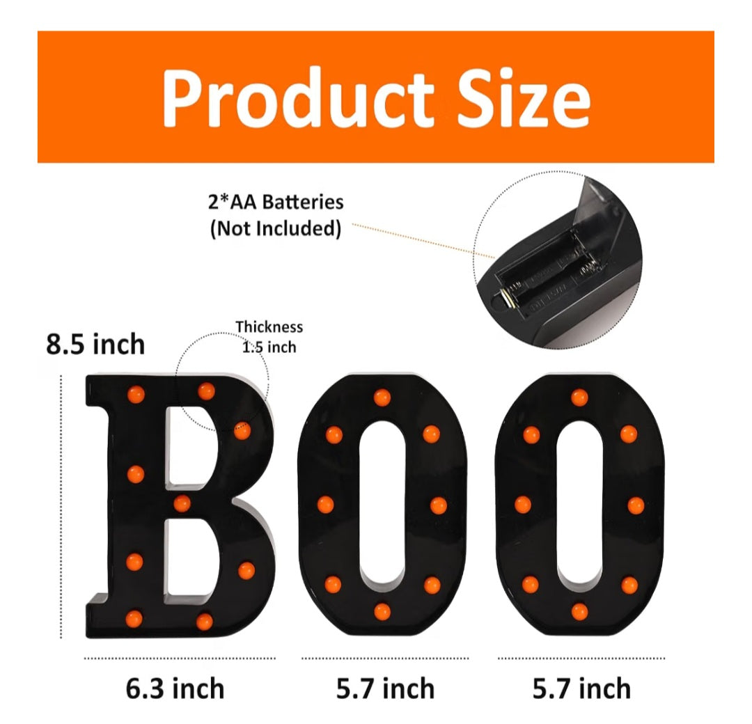 Halloween Decorations-3 Marquee Light up Letters "BOO" Decorative Sign
