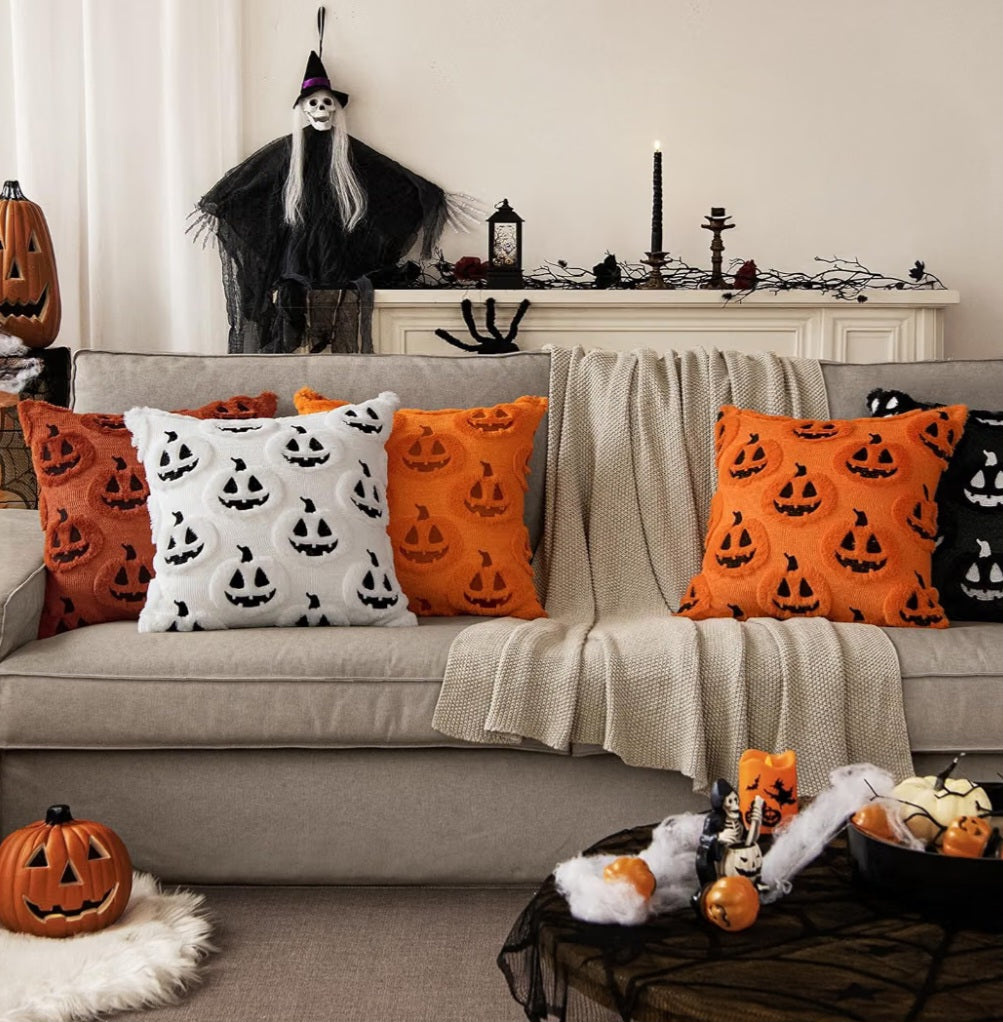 MIULEE Halloween Fall Pumpkin Throw Pillow Covers 18x18 Orange-Black